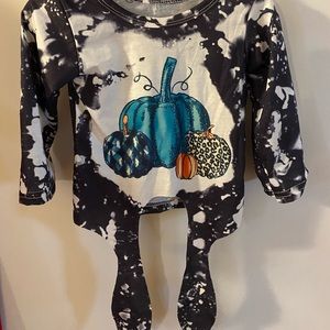 Baby girl long sleeved thanksgiving themed shirt with tie in front 12 months!